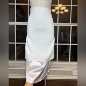 Handmade White Tiered Midi Skirt – XS (0–2)